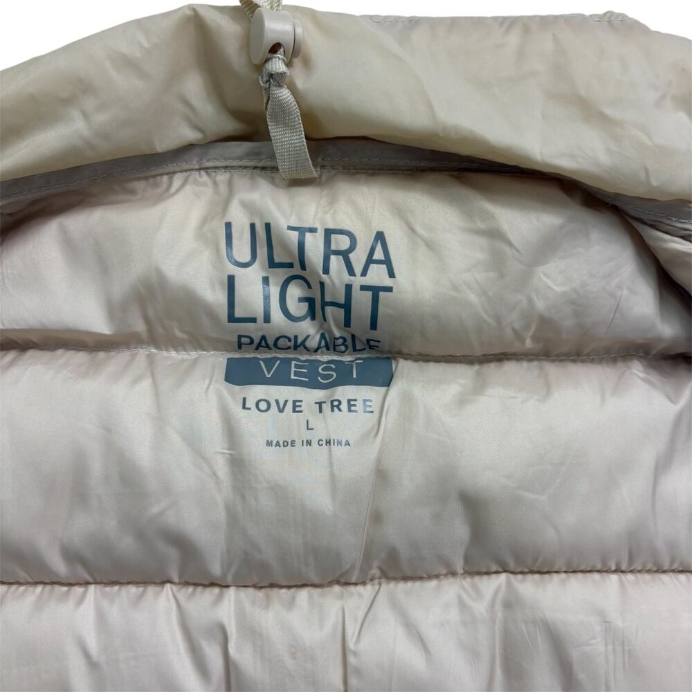 Love Tree Women’s Packable Puffer Vest Beige Size L Lightweight Quilted - Picture 4 of 11